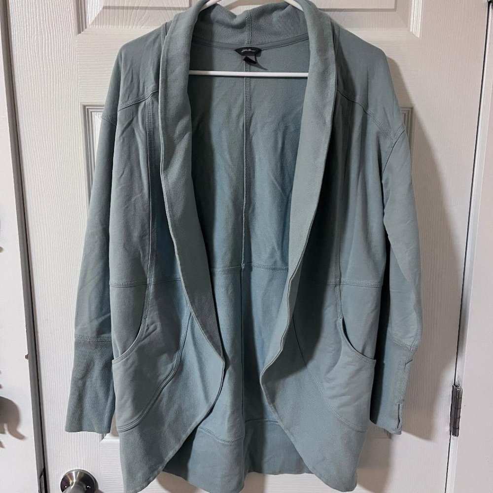 Eddie Bauer, Women's Open Front Cotton Cardigan, Light Blue, Medium
